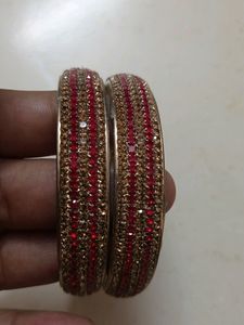 Red And White Stone Bangle