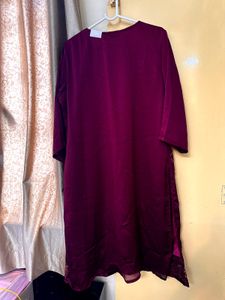 Maroon Embellished Kurta Set