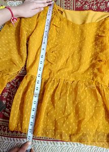Yellow Ruffle Sheer Top 💛