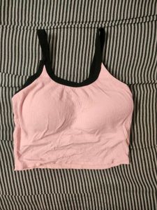 Pink Ribbed Bralette Top