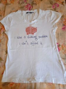 Titled White Tshirt For Daily Use