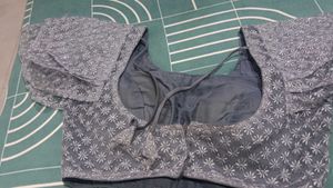 Gray Frill Sleeve Blouse