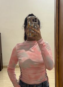 Pink Tie-Dye Long Sleeve Top