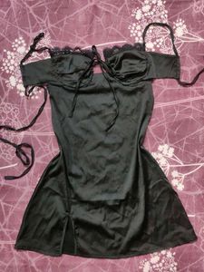 Black Satin Mini Dress