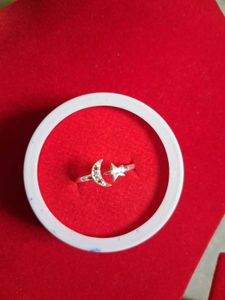 Moon &amp; Star Ring Silver