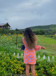 H&amp;M Orange Floral Wrap Dress