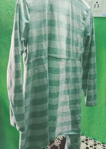 Green And White Jacket Cotton.Long