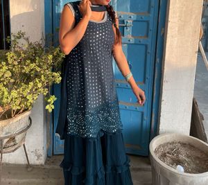 Blue Embellished Kurta Set