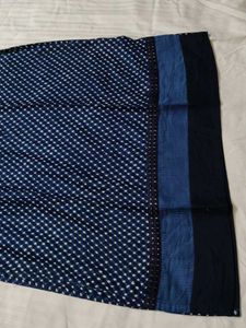 Biba Women Blue Printed Cotton Mix Straight Kurta
