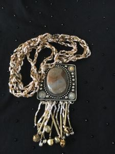 OOAK Beaded agate tassel Necklace