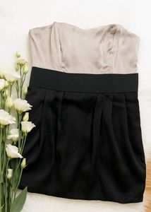 Chic Black &amp; Cream Cocktail Dress