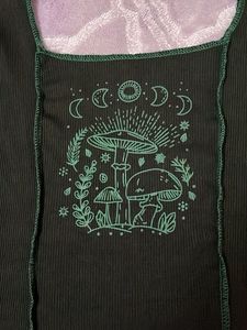 Mushroom Moon black Crop Top