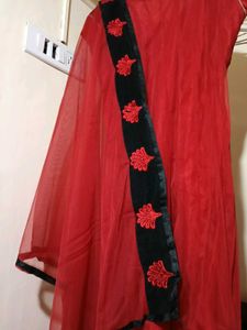 Red Embroidered Anarkali Dress