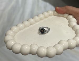 Black Stone half moon Ring
