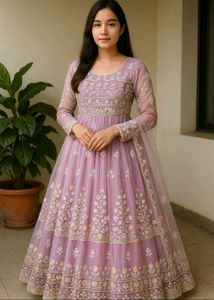 Elegant Lavender Embroidered Anarkali