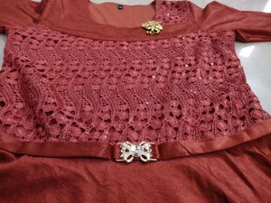 Brick red party gown