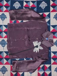 Elegant Purple Satin Garment with White Flower