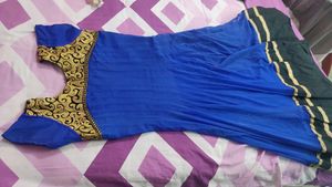 Blue Golden Anarkali Beautiful Gown