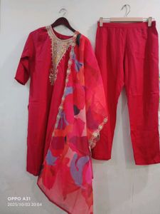 Beautiful Kurta Set With Organza Dupatta