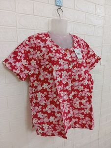 Red Floral Printed Top XL