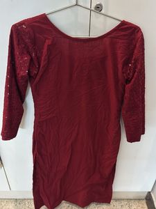 Elegant Maroon Sequin Top For Woman