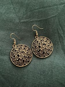 Floral Etched Round Drop Earrings