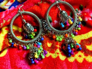Boho Beaded Jhumka Earrings