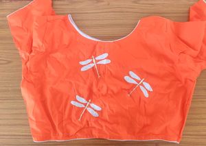 Orange Readymade Saree Blouse