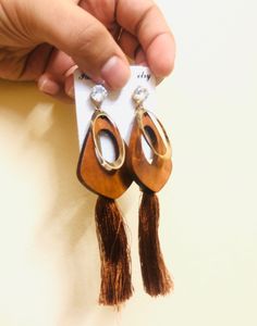 Golden Brown Feather Earrings