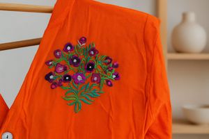 Orange Embroidered Kurta