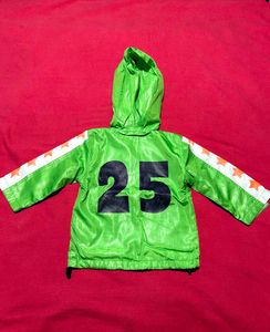 Kids Hooded Star Print Jacket – Green (Size 80)