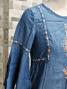 Denim Embroidered Dress