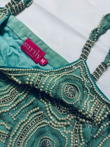 Teal Beaded Mini Dress