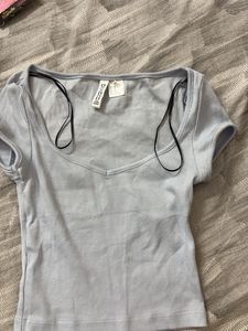 Blue Ribbed Crop Top + free gift