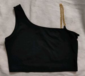 Black Chain Strap Crop Top