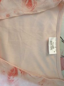 Pink Rose Print Wrap Top