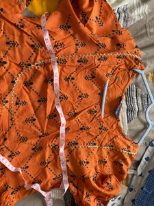 Orange Printed Kurta