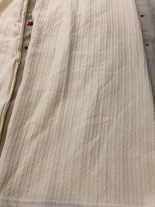 Cream Ribbed Knit Wide Leg Pants