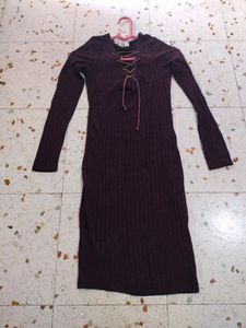 Burgundy Knit Midi Dress