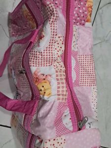 Pink Quilted Tote Bag For Baby