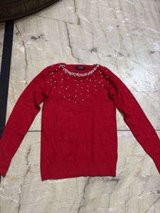 Red Beaded Sweater
