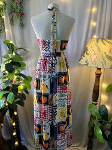 Patchwork Halter Maxi Dress