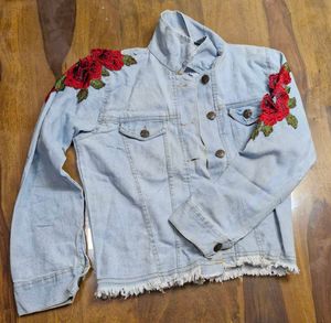 Denim Jacket With Rose