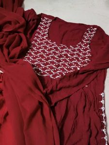 Red Kurta 3 piece set