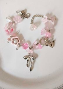 Aesthetic Coquette Pink Handmade Bracelet💗🍀🫶