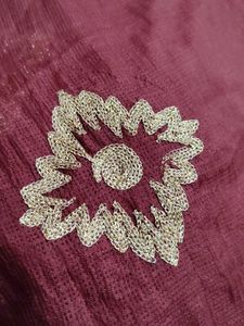 Maroon Dupatta with Embroidery