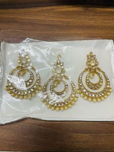 Golden Kundan Earing&amp; Mangtika Set