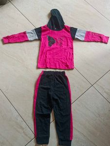 Kids Pink &amp; Black Tracksuit Set
