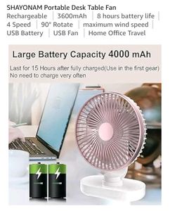 SHAYONAM Portable Desk Table Fan