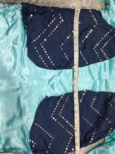 Teal &amp; Navy Sequined Vest Set